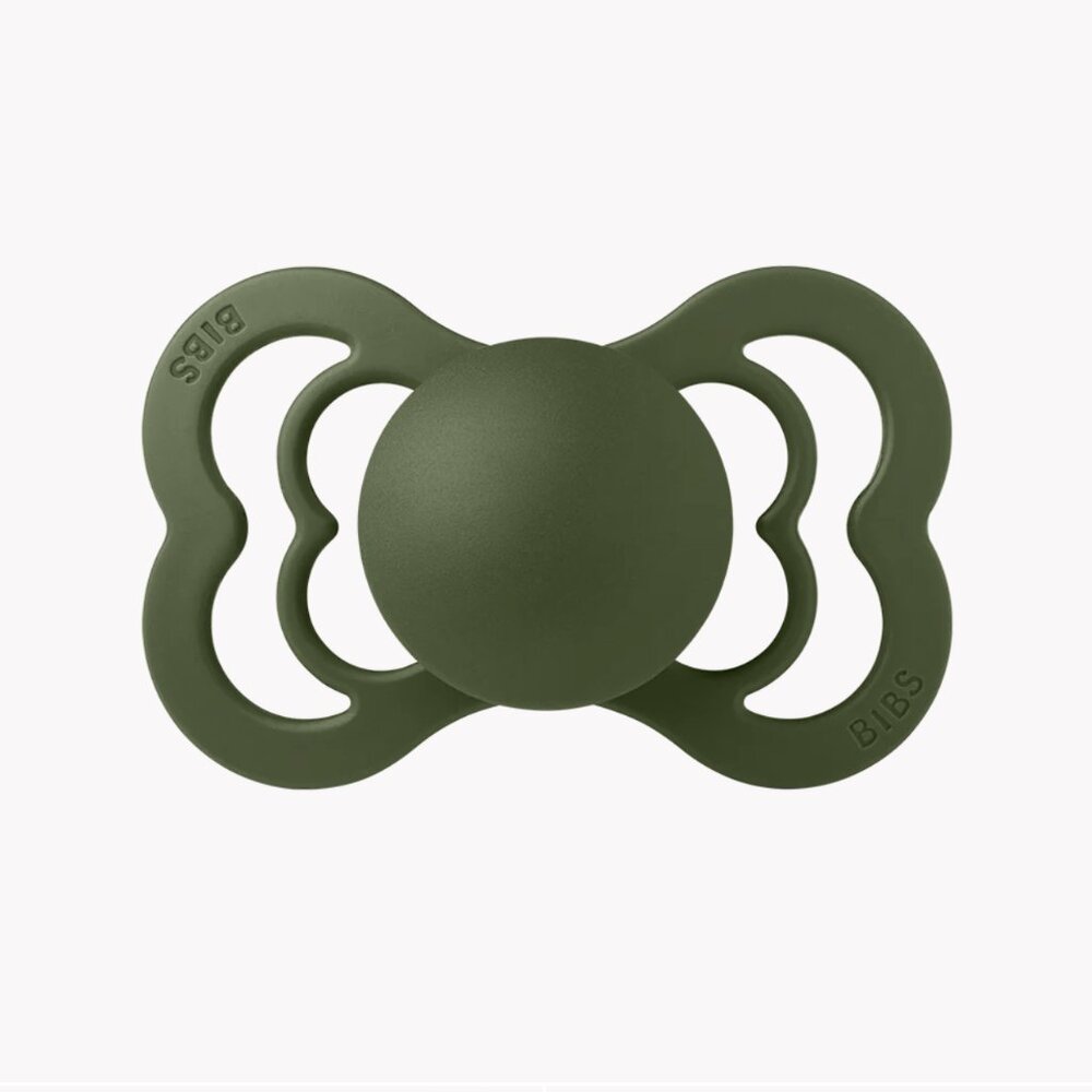BIBS Supreme Pacifier Pack of 2 - Natural Rubber - Olive - 0-6 Months
